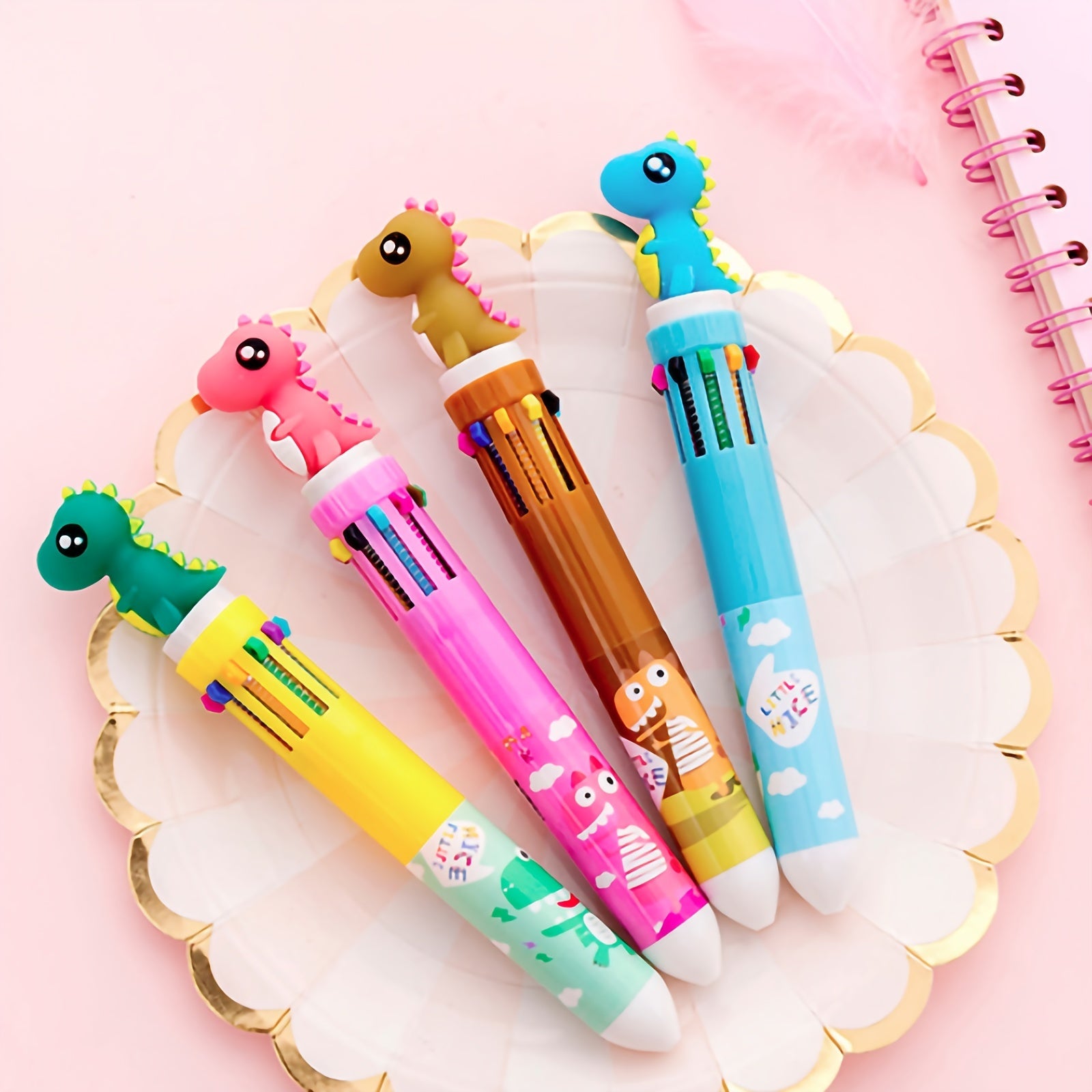 Cartoon Dinosaur Gel Pen Refill Core 0.5mm 10-Color In One Pen
