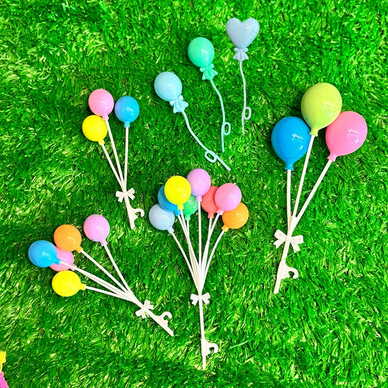 Love Simulation Balloon Sticks Colorful Heart Shaped Balloons with Ribbon