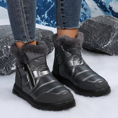 Women's Reflective Snow Boots Plush Lined Thermal Waterproof Rain Shoes