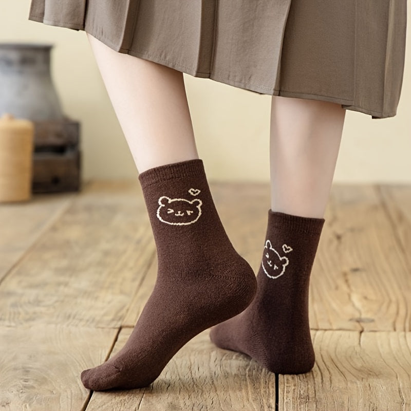 4 Pairs Cartoon Print Socks Cute & Comfy Women's Stockings
