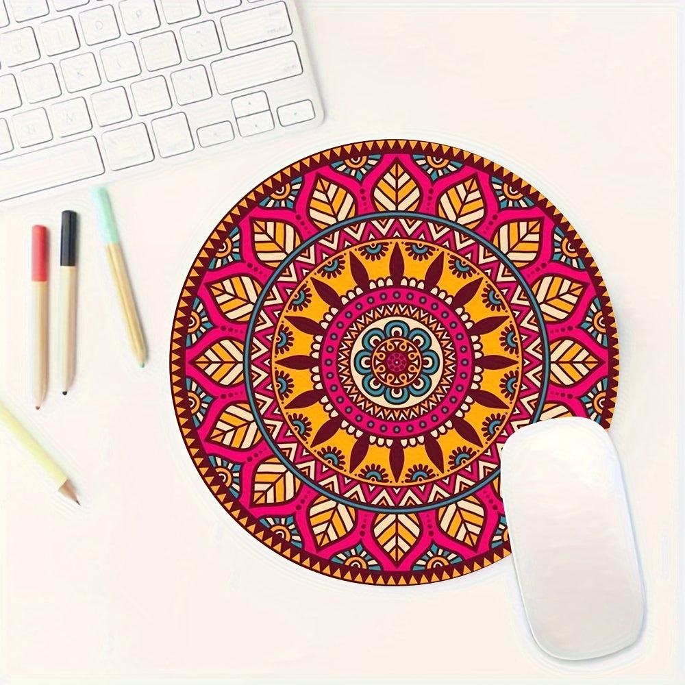 Floral Patterns Mouse Pad Round Non-slip Rubber Mouse Mat
