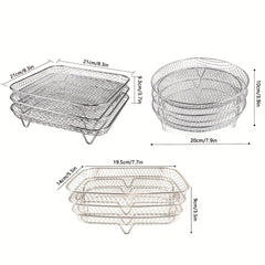 3 Tier Air Fryer Rack 304 Stainless Steel Stackable Dehydrator Racks