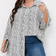  Leopard Print Button Up Long Sleeve Blouse