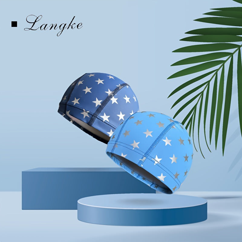 Stars Print PU Swimming Cap Soft Stretchable Waterproof Gear