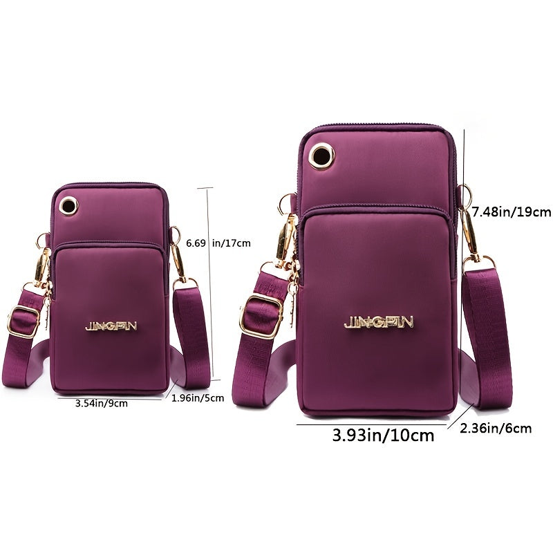Women's Crossbody Bag with Zipper, Nylon Storage for Coin & Earphone