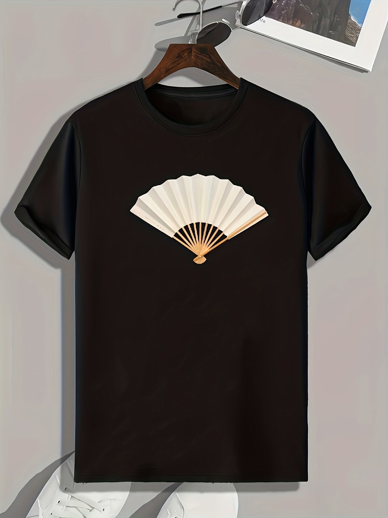 Fan Pattern Print Men's Sports T-shirt Graphic Tee for Fitness Activities