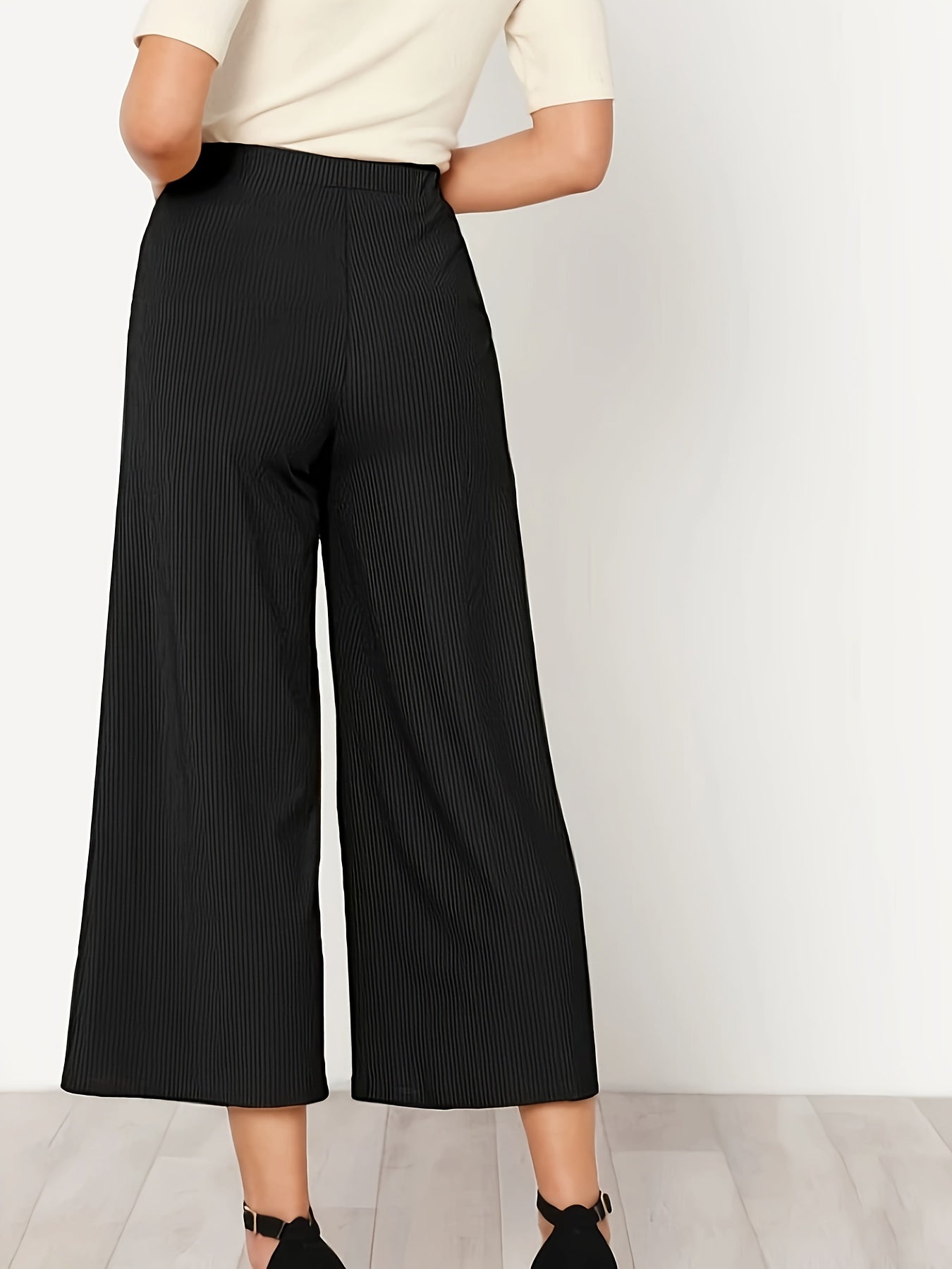  High Rise Wide Leg Crop Trousers