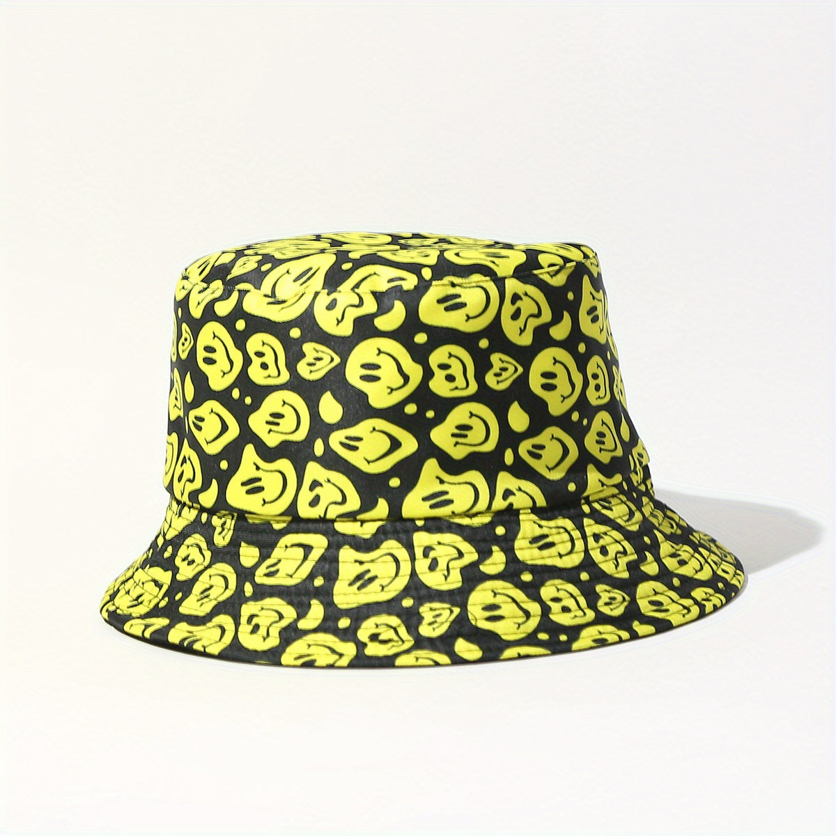 Yellow Face Full Print Bucket Hat Unisex Lightweight Sunscreen Cap