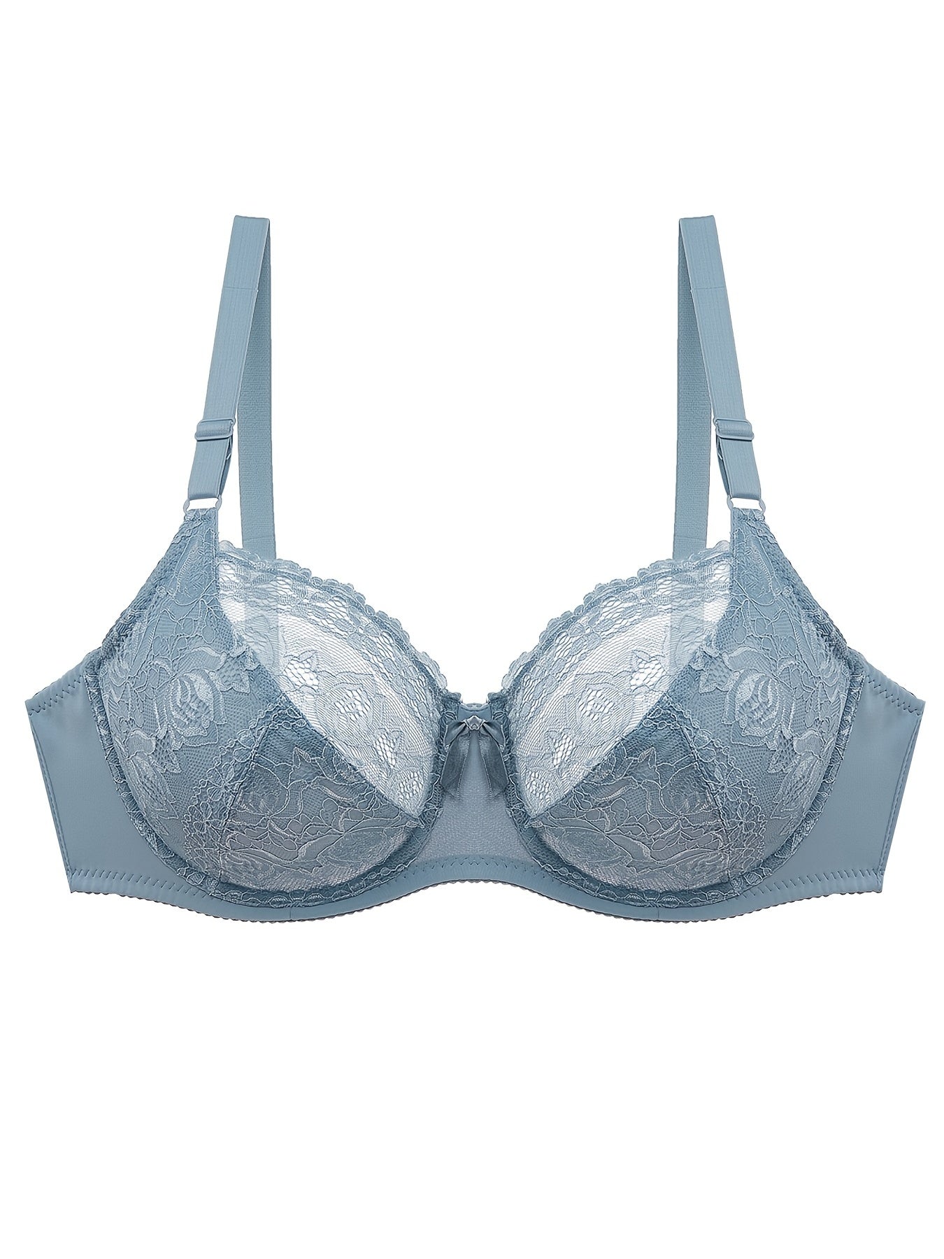 Contrast Lace Push Up Solid Bra Plus Size