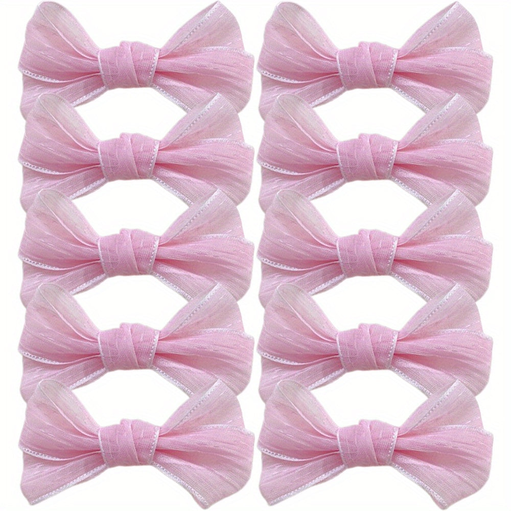 10 Pcs Mesh Bow Hair Clips For Women