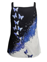  Boho Butterfly Print Chain V Neck Cami Top