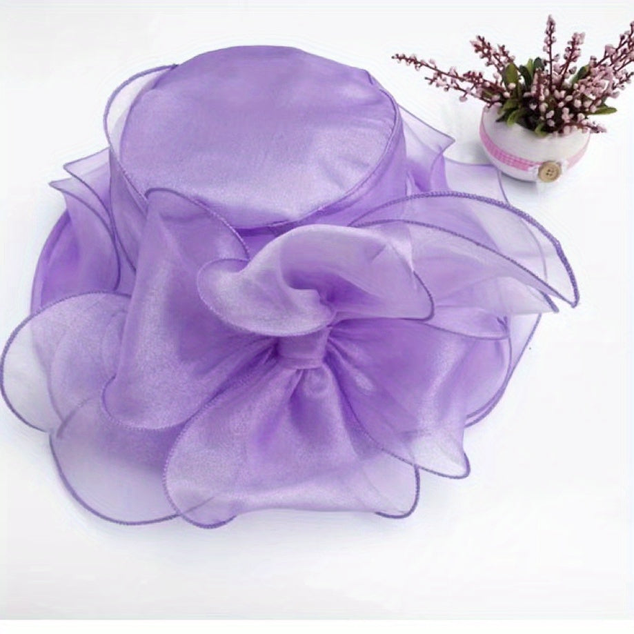 Vintage Flower Sun Hat Lightweight Adjustable Church Hat Mesh Travel Beach Hats