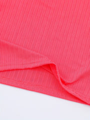 High Neck Crop Tank Top Ribbed Solid Casual Top