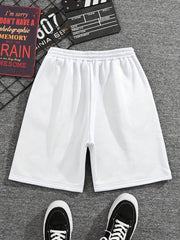 Men's Pleated Drawstring Shorts Solid Casual Stretch Waist for Summer