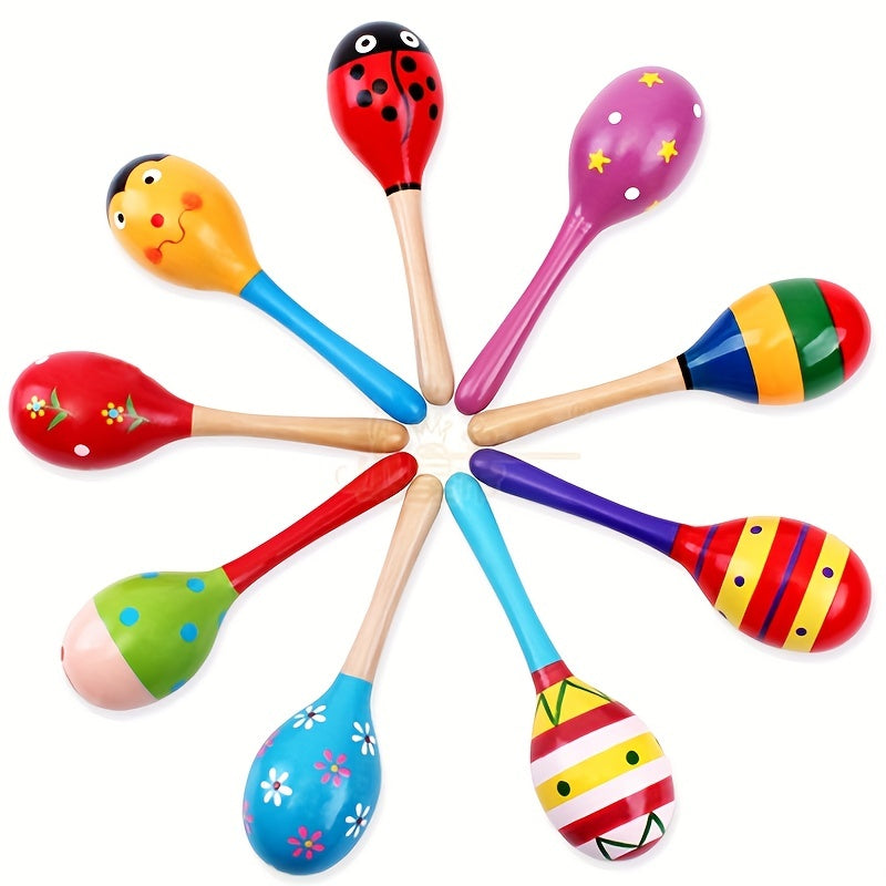 Wooden Cartoon Sand Hammer for Infants & Children