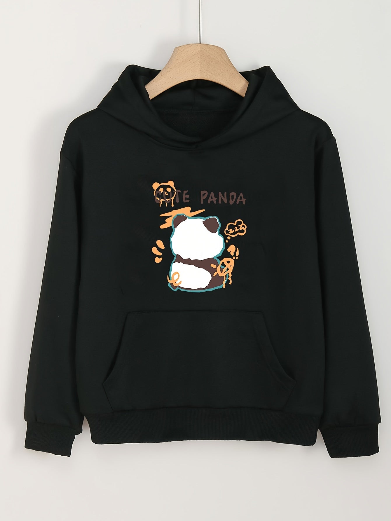 Girls Panda Pattern Hooded Sweatshirt Long Sleeve Pullover