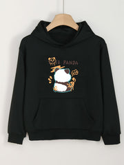 Girls Panda Pattern Hooded Sweatshirt Long Sleeve Pullover