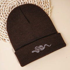 Snake Embroidered Beanie Hat for Women Christmas Gift