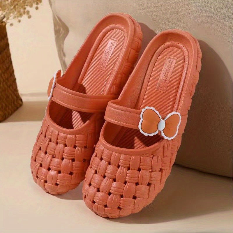 Women's Bowknot Decor Clogs Closed Toe Slip On Shoes