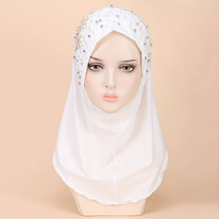 Faux Pearl Breathable Hijab Thin Bandana Stretchy Turban Hat