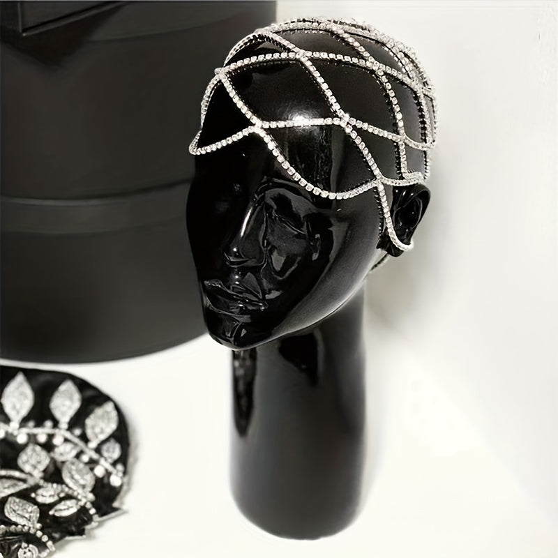 Rhinestone Head Chain with Tassel Bridal Hair Accessory
