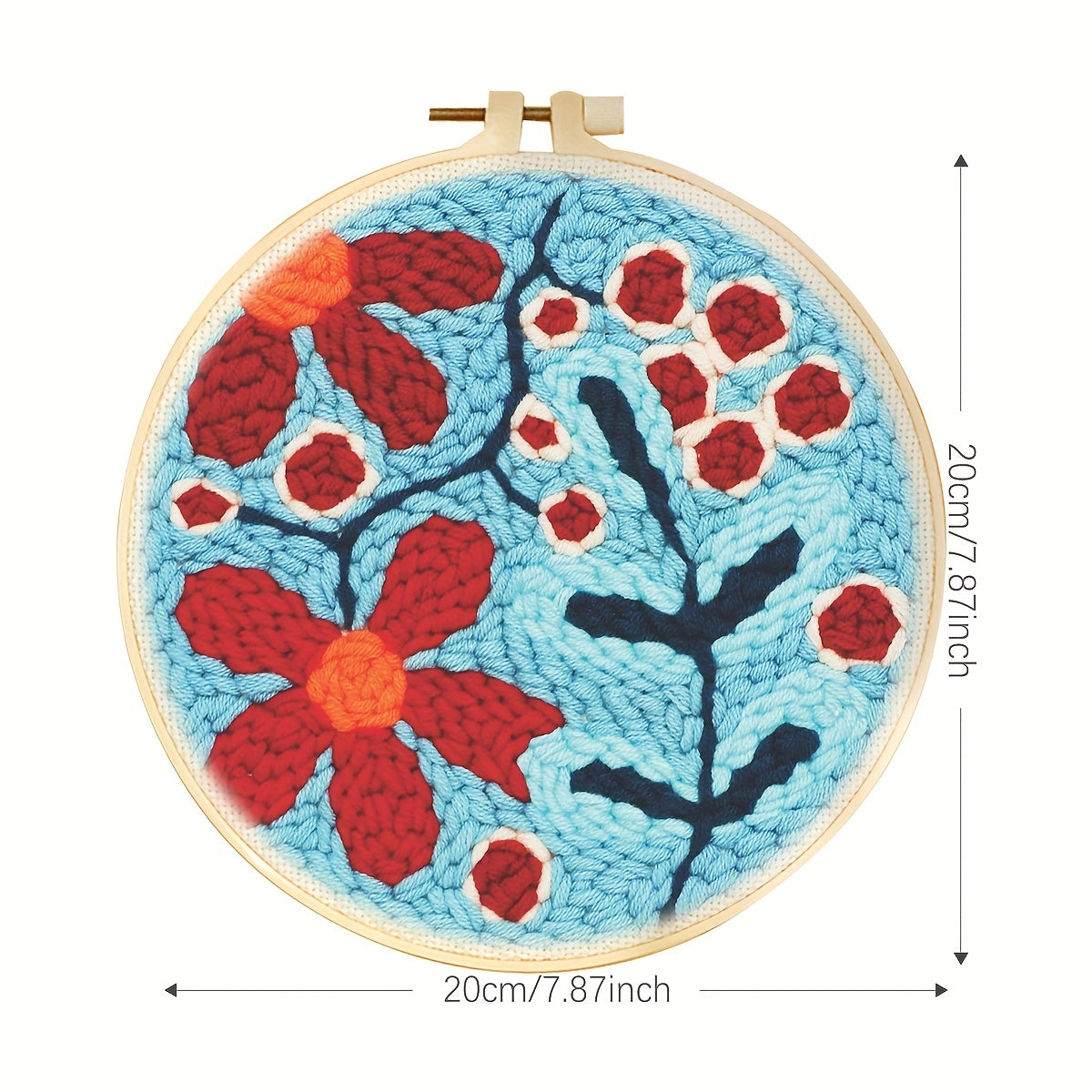 Flowers Pattern Punch Needle Embroidery Starter Kit 7 87x7 87in