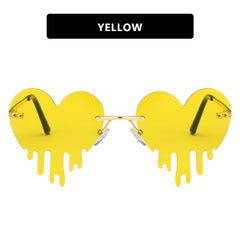 Rimless Heart Tears Sunglasses Y2K Metal Eye Glasses