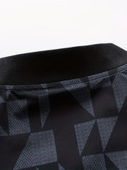 Geometric Print Men's Casual Zipper Pockets Jacket Coat