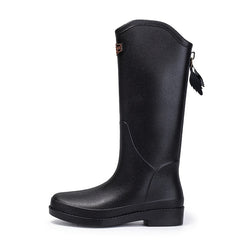 Long Tube Solid Water Boots Casual Wear Resistance Non Slip Rain Shoes