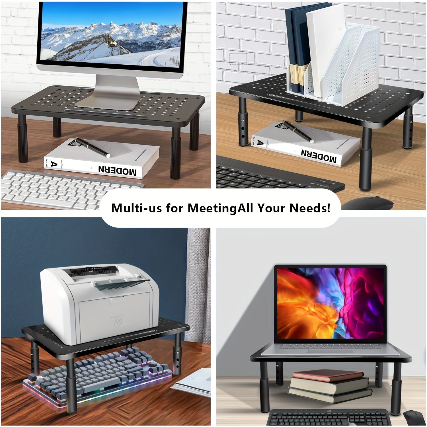 Height Adjustable Monitor Stand for Laptops Desktops PC Displays