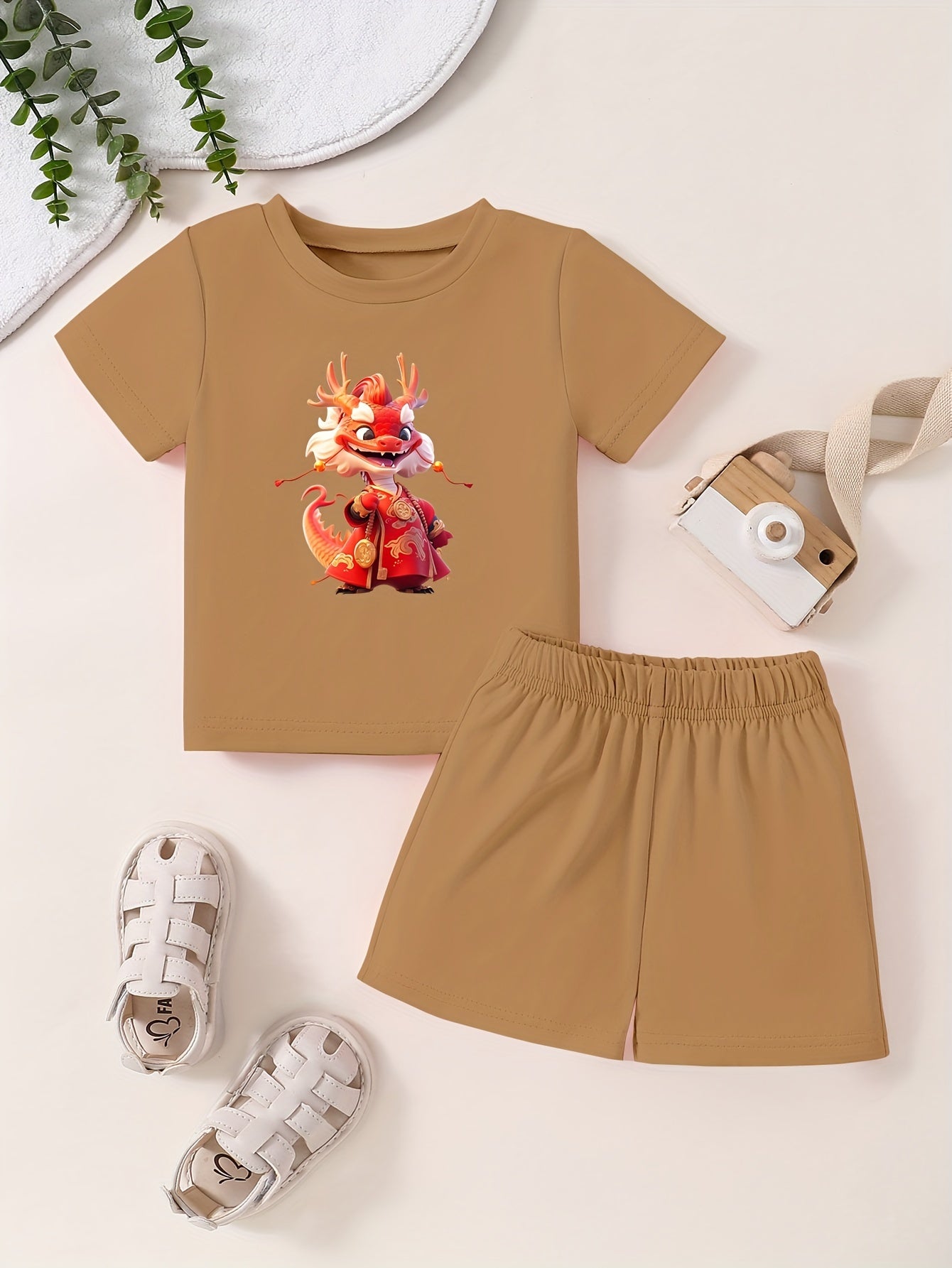 Toddler Cartoon Pattern T-shirt and Shorts Set
