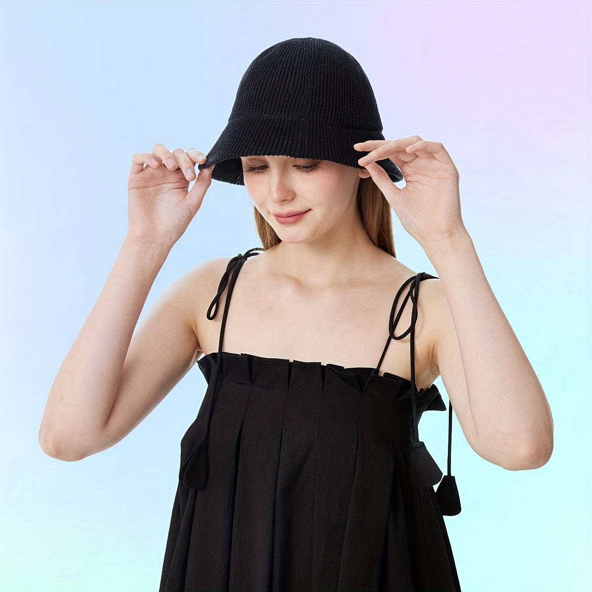 Vintage Striped Bucket Hat Casual Sunshade Basin Hat Fisherman Cap for Women