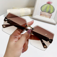 Square Rimless Sunglasses UV400 Gradient Glasses