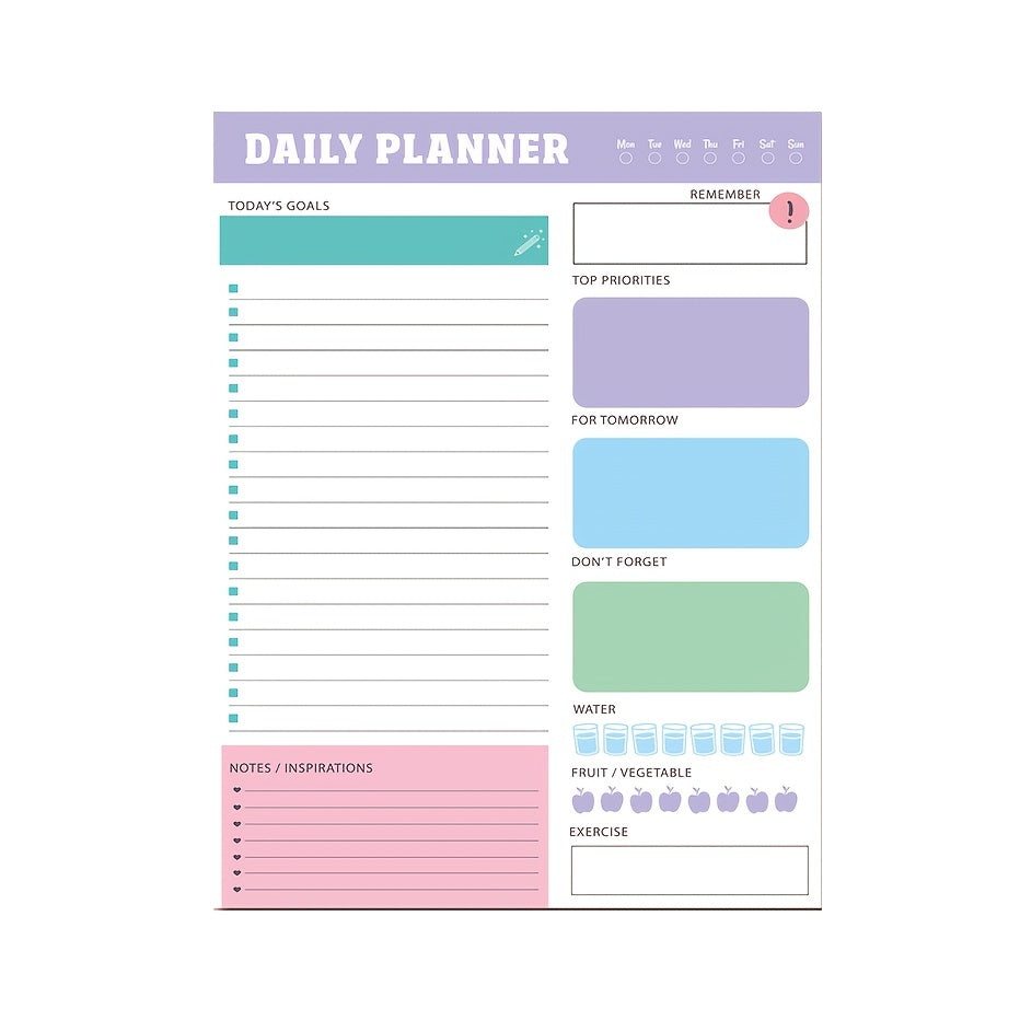 Daily Planner To Do Notes Water Reminder Time