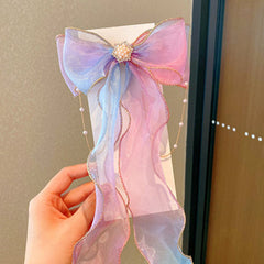 Cartoon Bow Hair Clip Big Ribbon Adult Gradient Braided Hair Extensions Wig