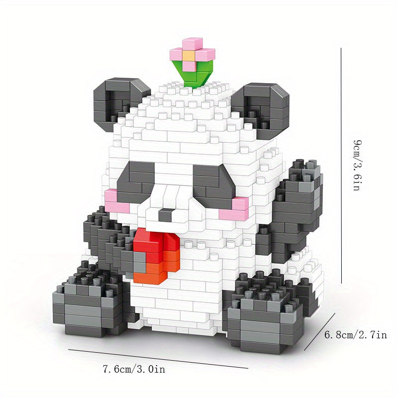 14 Styles Panda Orchid Flower Building Blocks Model Bricks Toy