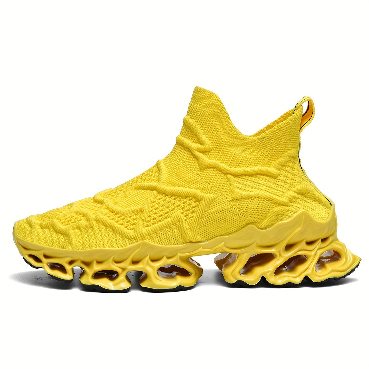 Men's High Top Woven Knit Sneakers, Soft Sole, Non Slip Shoes