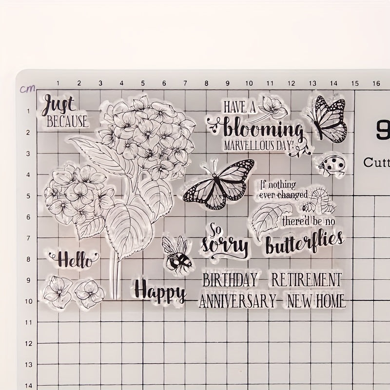 Butterflies Flowers Pattern Silicone Stamp DIY Scrapbook Photo Card Decor