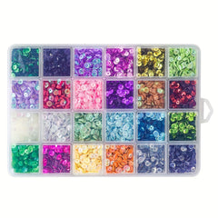 24pcs Colorful Loose Sequins Cups Set With Box For Crafts