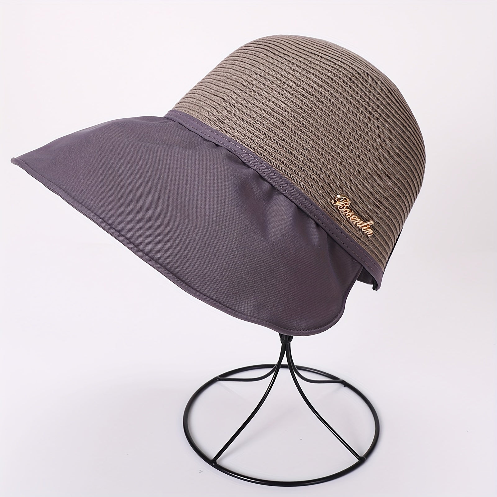Wide Brim Ponytail Sun Hat UV Protection Bucket Hat for Women