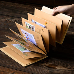 Retro Cowhide DIY Photo Album 18 Fold 34 Sides Memory Book