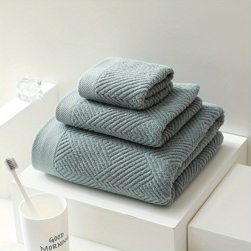 3pcs Pure Cotton Towel Set Bath Square Face Household Absorbent Quick Drying