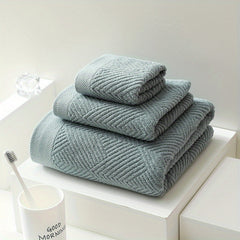 3pcs Pure Cotton Towel Set Bath Square Face Household Absorbent Quick Drying