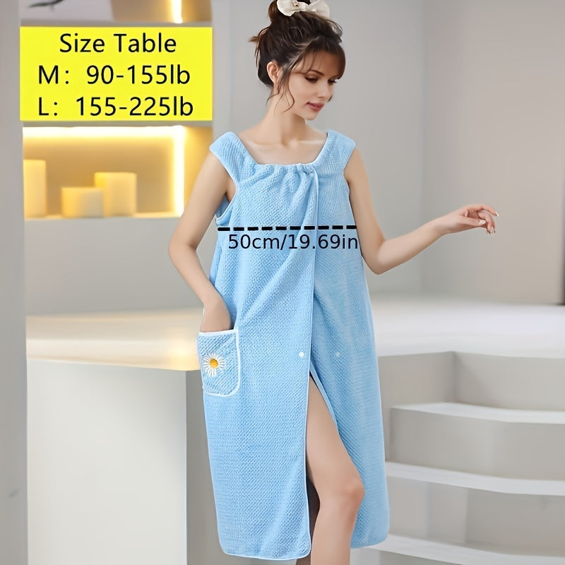 Coral Fleece Bathrobe Strong Absorption Spa Wrap Towel