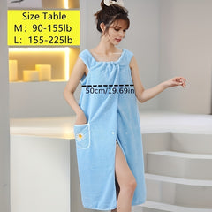 Coral Fleece Bathrobe Strong Absorption Spa Wrap Towel
