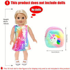 24pcs 18 Inch Doll Travel Case Set with Shinning Dresses Handbag Glasses Shoes