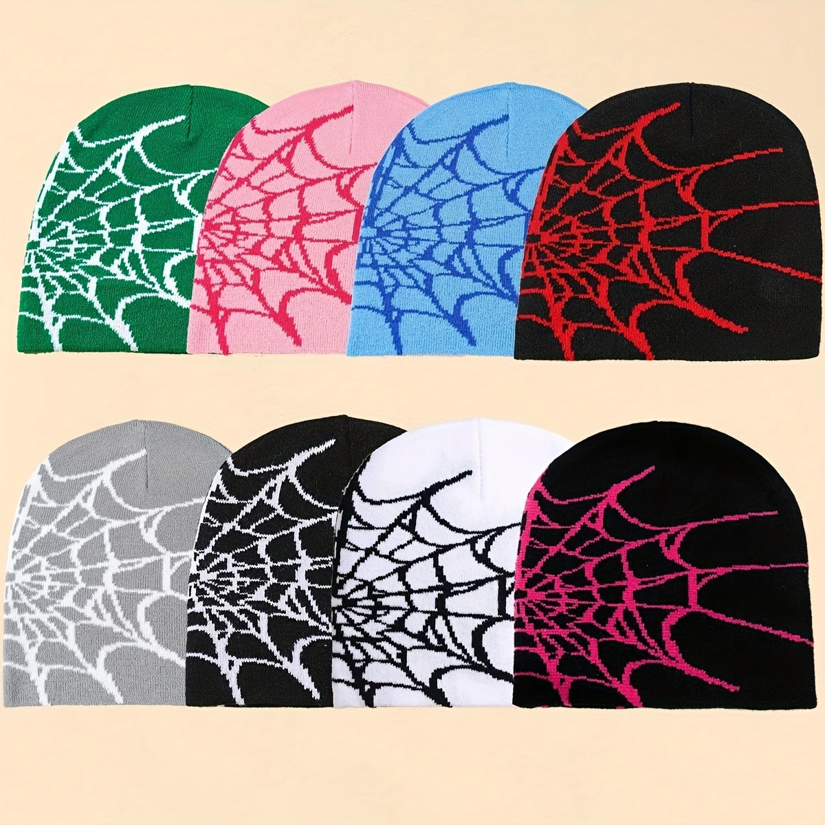 Halloween Spider Pattern Knitted Hat Winter Beanie
