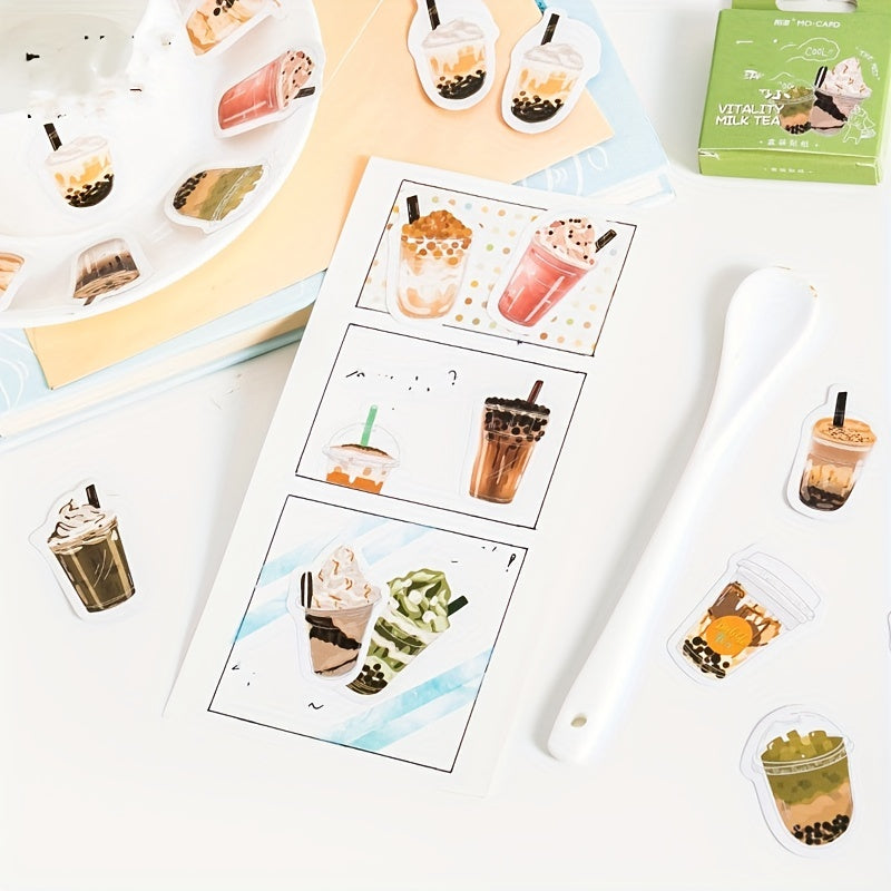 45pcs Vitality Milk Tea Decorative Stickers Scrapbooking Label Diary Stationery