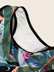  Tropical Print Sports Bra Racer Back Bralette