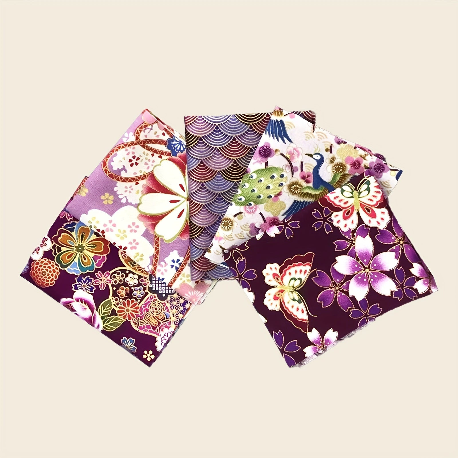 5pcs 19 81 24 Japanese Purple Fabric Quilted Patterns DIY Sewing Patch